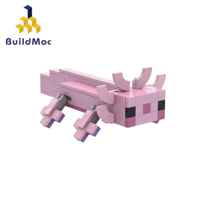 

MOC Mexican Cute Animal Axolotl Building Blocks Set Pink Hexagonal Dinosaur Salamander Bricks Toy For Children Kid Birthday Gift