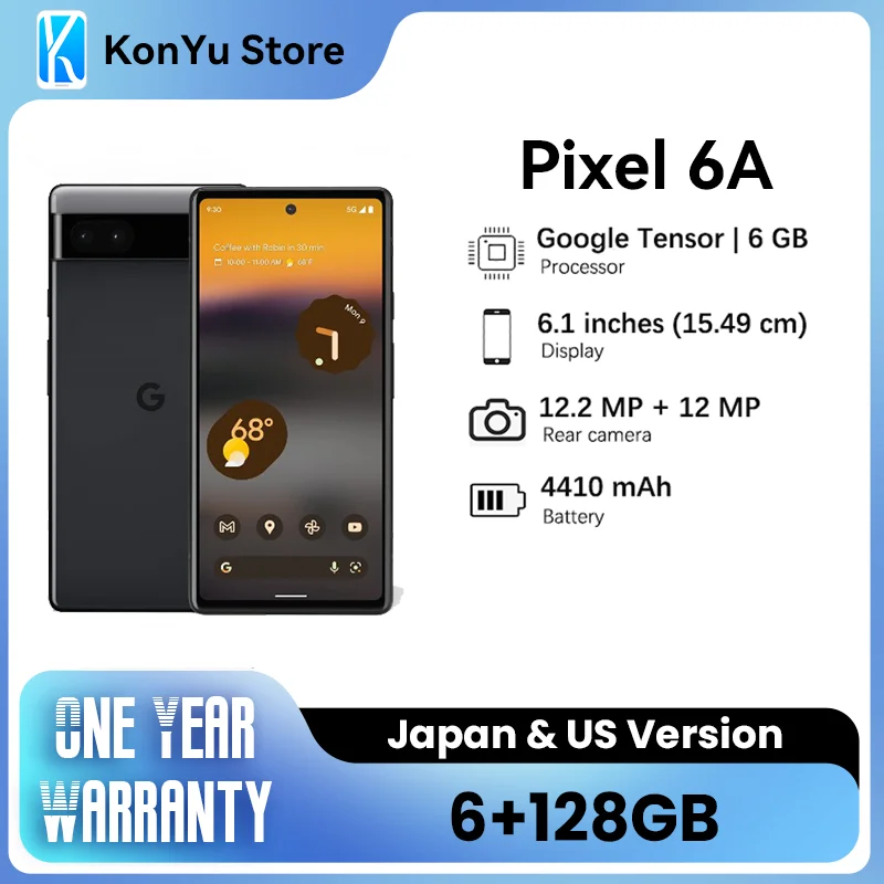 Brand New Google Pixel 6A 5G Android 6+128GB 6.1" NFC Octa Core celulares Japan Version Original Smartphone