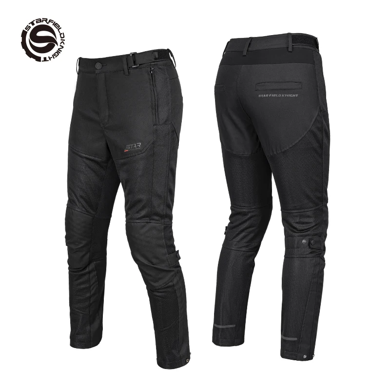 SFK New Black Motorcycle Riding Pants Summer Mesh Breathable Men's Trousers With Removable CE Protective Armor Gears Accessories