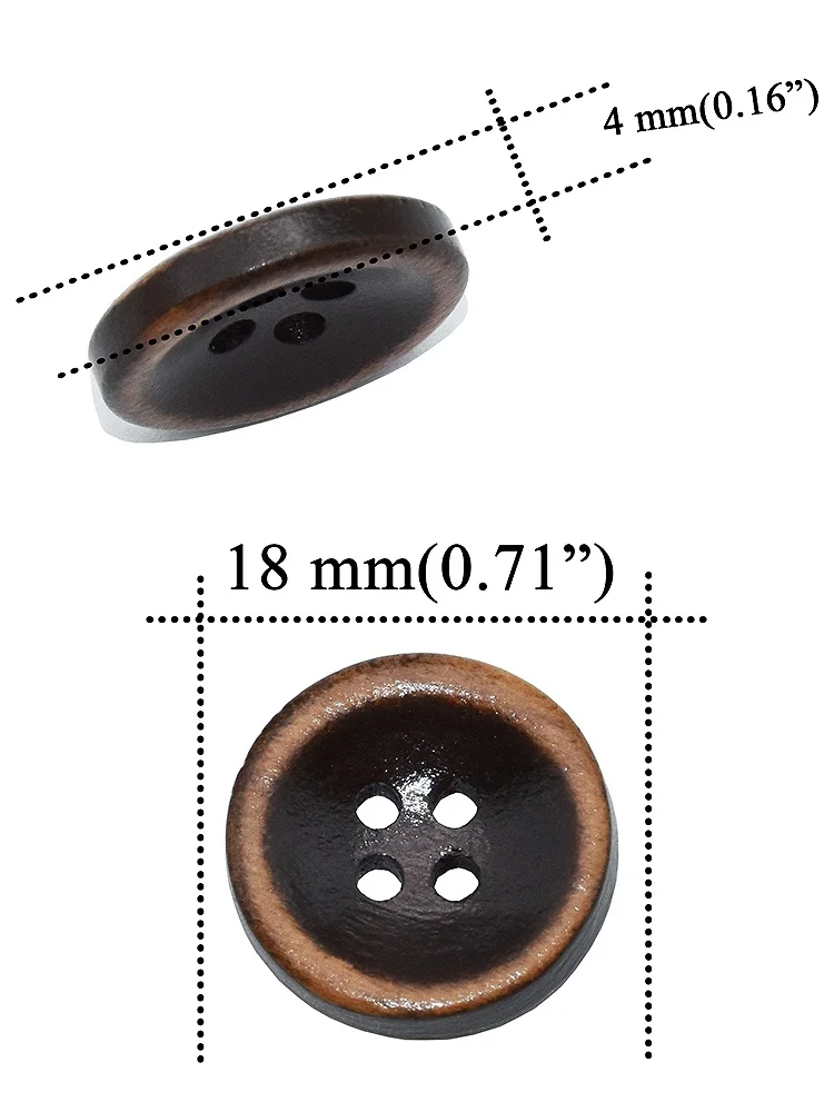 Bottoni in legno fatti a mano per le donne, bottoni per cucire con bordo lucido a ciotola rotonda bottone in legno fatto a mano, 4 fori 15 pezzi, 30