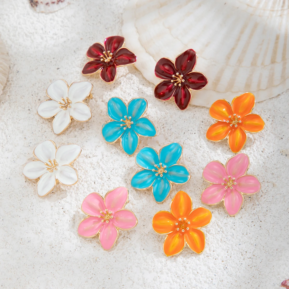 Ingemark Boho Y2K Colorful Drip Oil Petal Flower Stud Earrings Women Sweet Exquisite Piercing Earrings Bridal Aesthetic Jewelry image 6