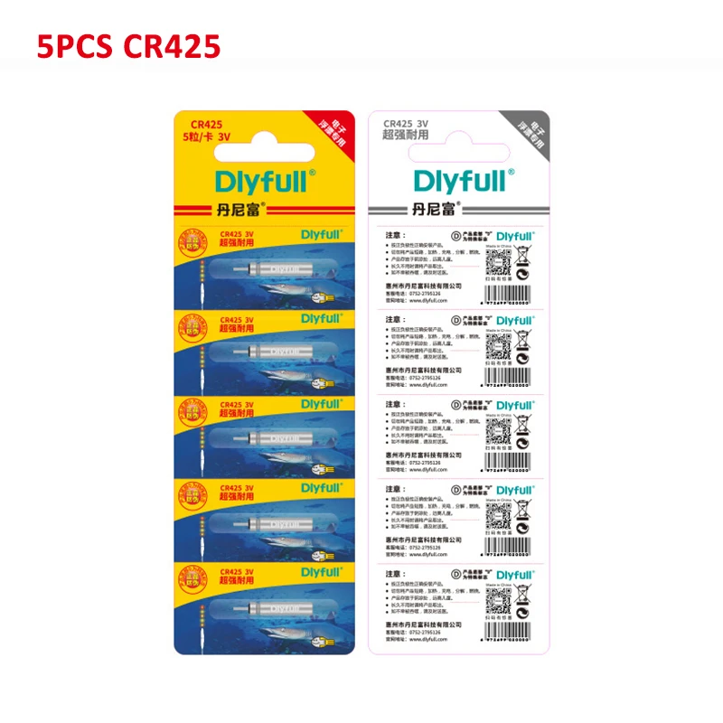 5 Stuks Cr425 Cr322 Batterijen Vissen Elektrische Vlotter 3V Nachtlampje Lithium Pin Cel Led Vissen Boei Pakken Lichtgevende Float Batterij