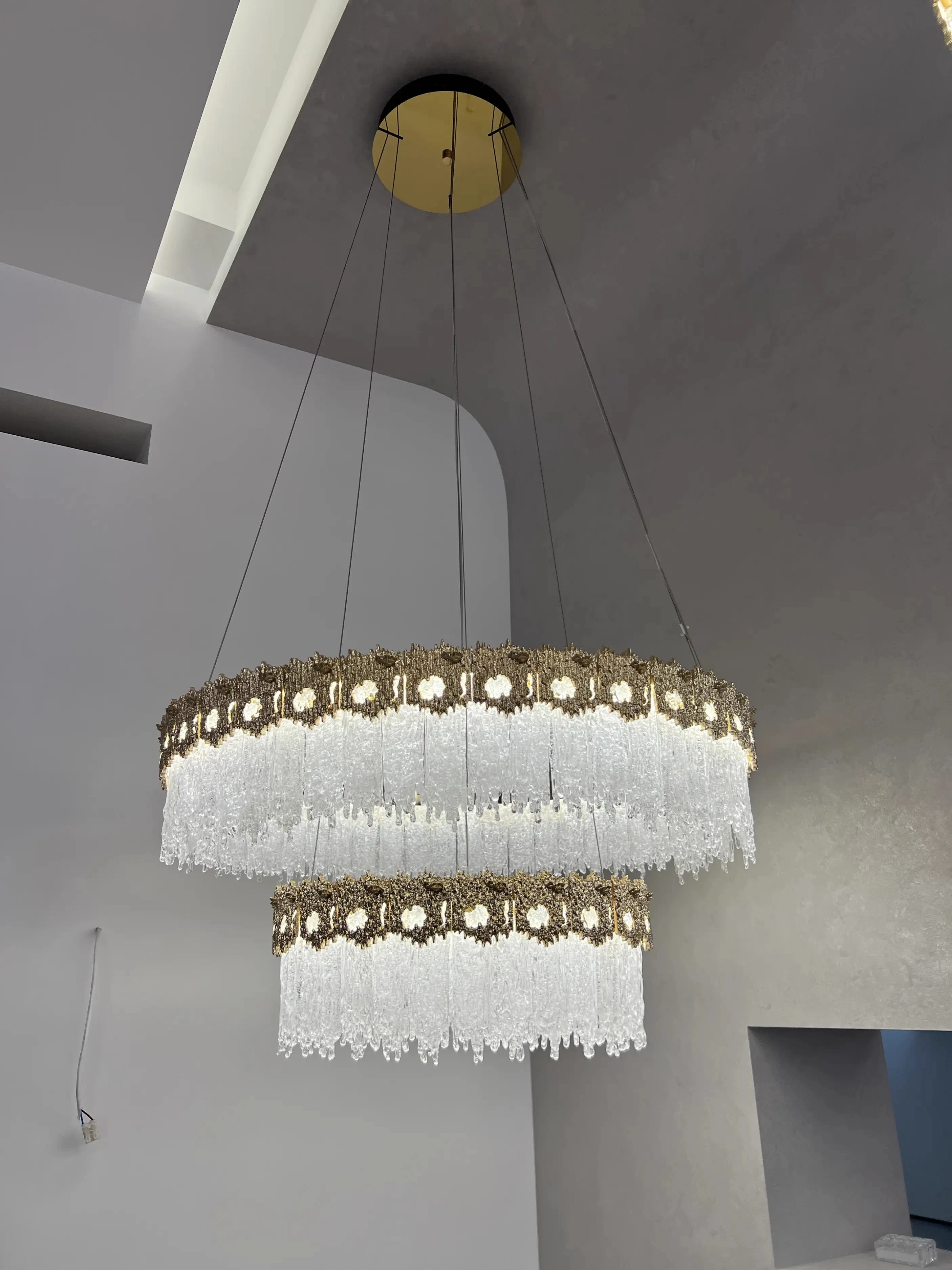 

Luxury Modern Chandelier restaurant European Simple Hotel Showroom glass Pendant Light Suspend LED Crystal Hanging Lamp Bedroom