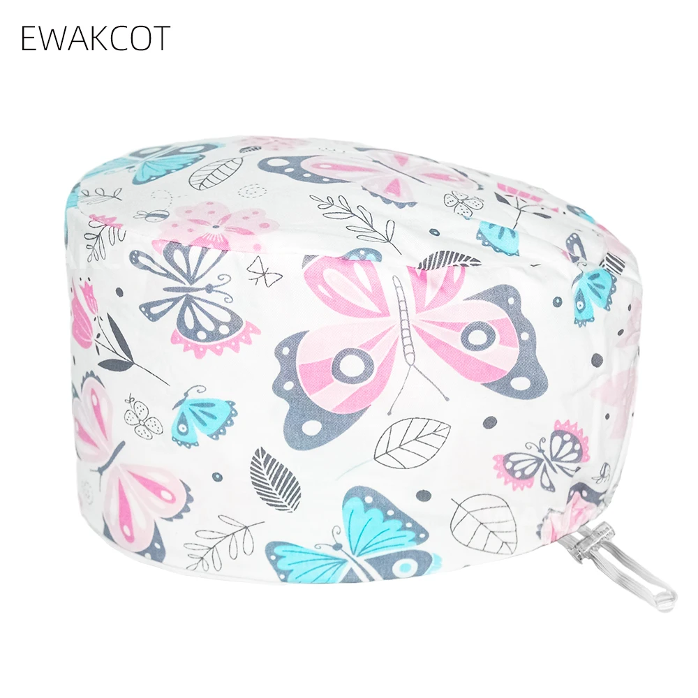 Women men Buckle Surgical Hats Printed Doctors Nurse Medical Operating Room Caps pet nursing scrub head caps Health hat