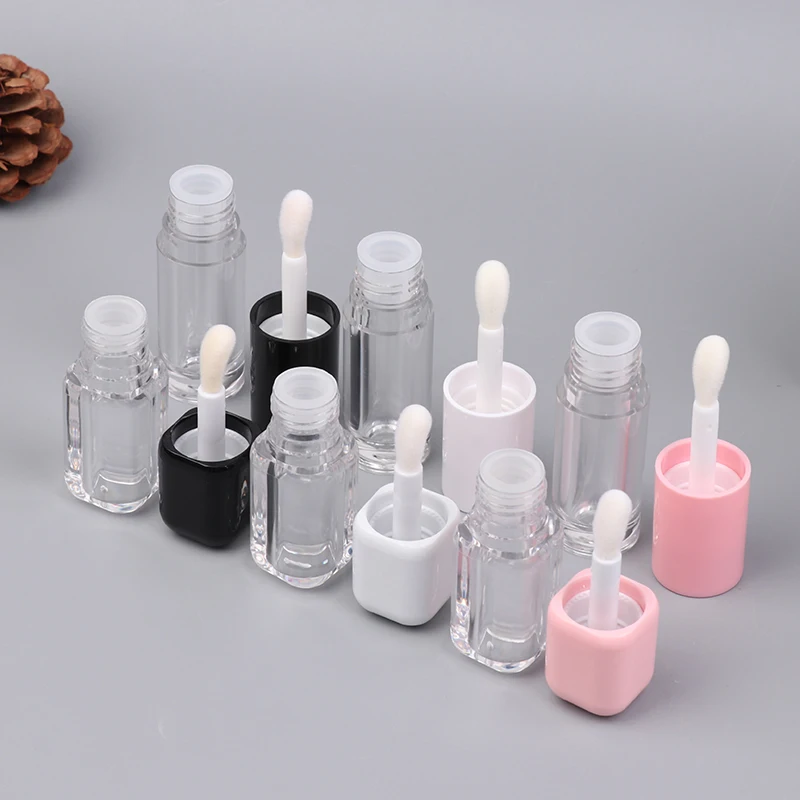 6ML Empty Transparent Lip Gloss Tubes Big Brush Plastic Lip Balm Tube Lipstick Mini Sample Cosmetic Container Sample Bottle