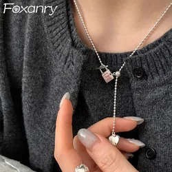 Foxanry-colgante de corazón de amor para mujer y niña, collar con cierre de bloqueo, temperamento de moda coreana, joyería de fiesta diaria creativa, regalo