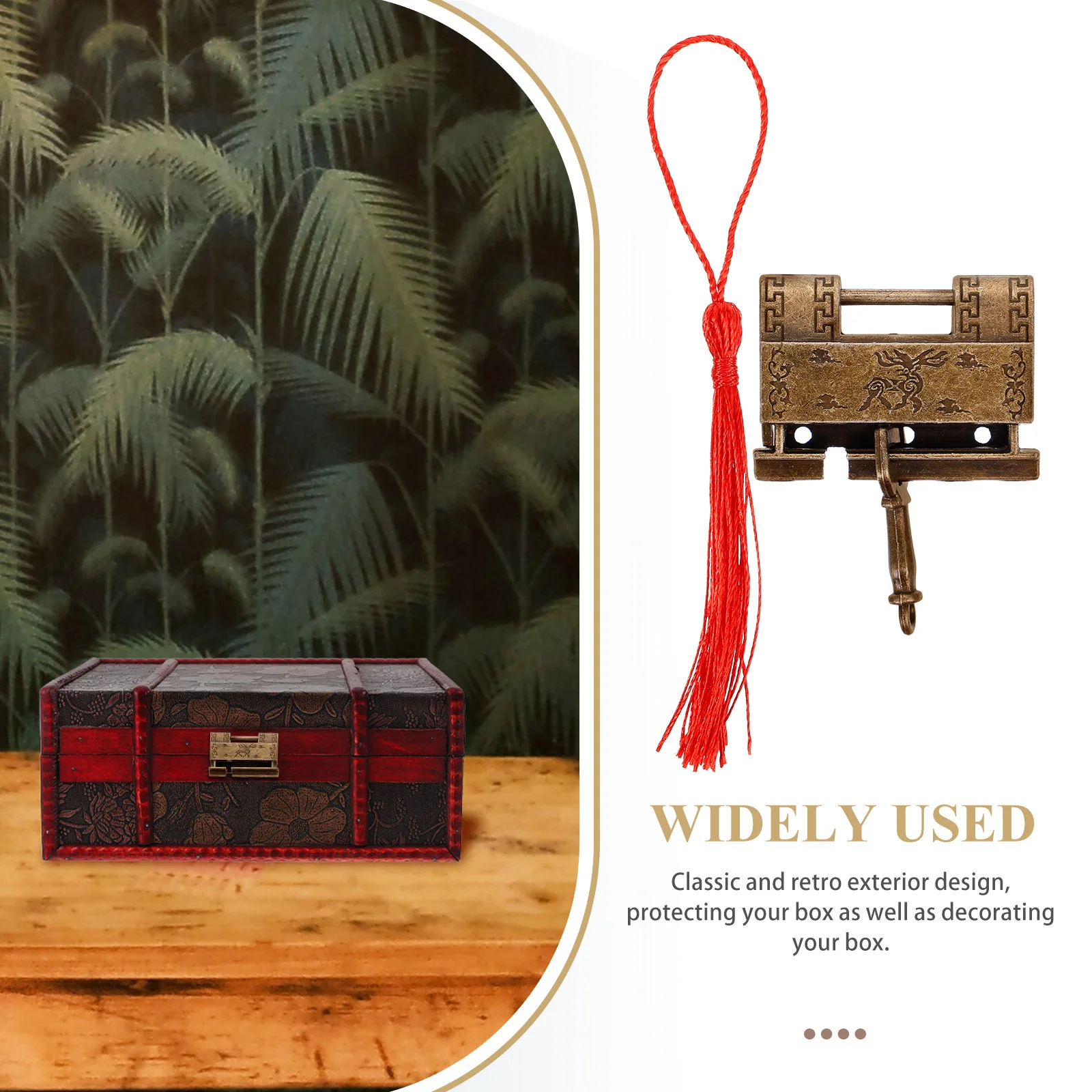 

1 set 1 Set Of Retro Copper Lock Wooden Box Padlock For Jewelry Cabinet Diy Installation Latch Hardware Accessory