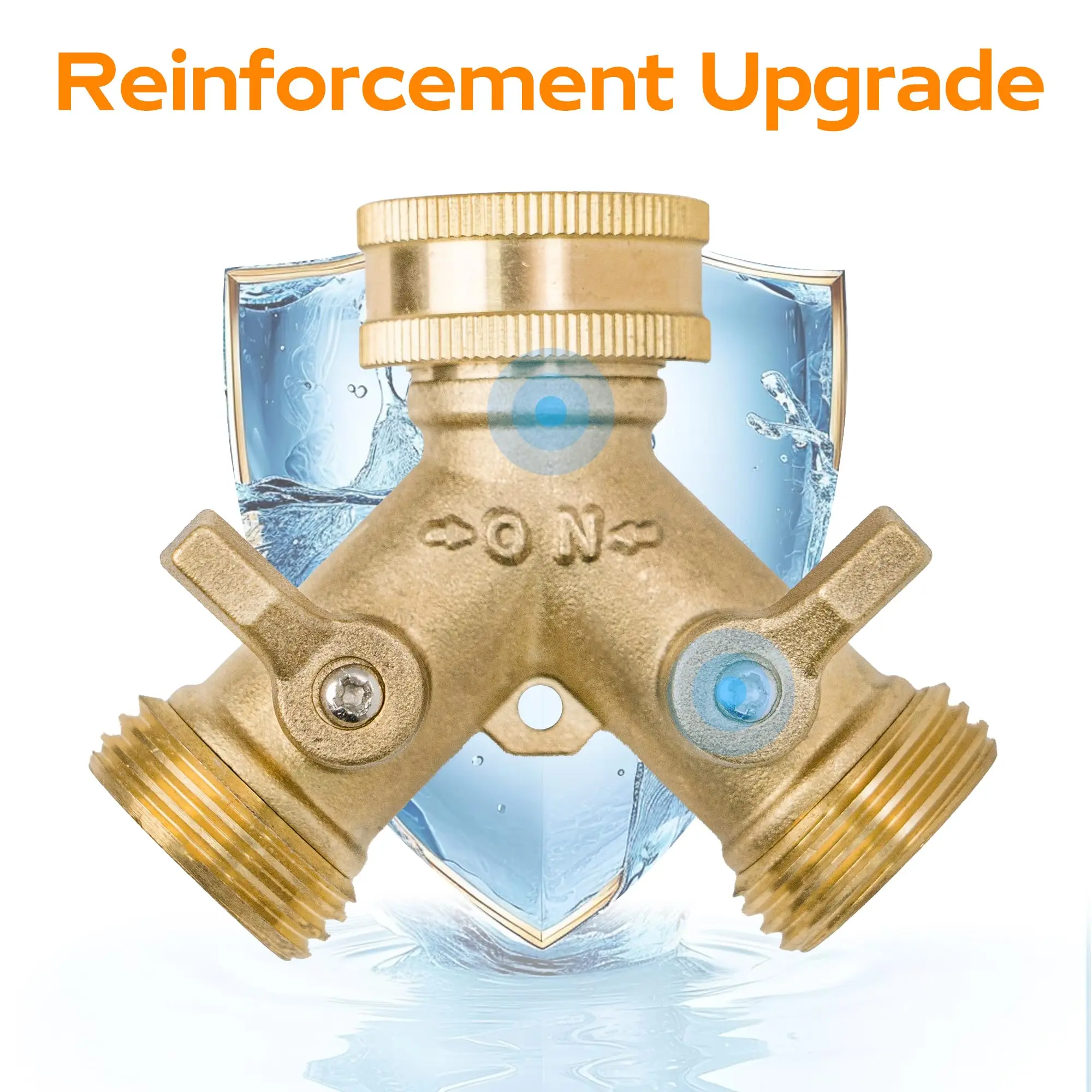 3/4 Inch 2 Way Brass Garden Hose Splitter Y-Type Tap Watering Connector Distributor for Outdoor Faucet 1/2/3 set