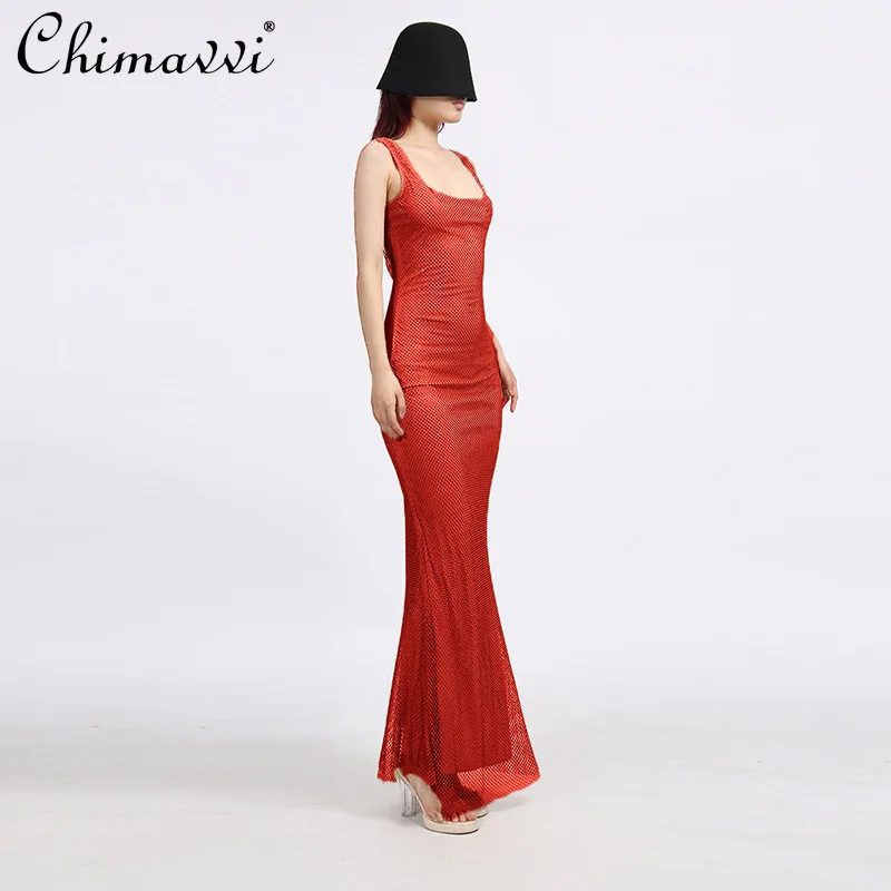 

Американское элегантное сексуальное светское вечернее платье в клетку с блестками, облегающее длинное облегающее платье без рукавов для женщин, лето