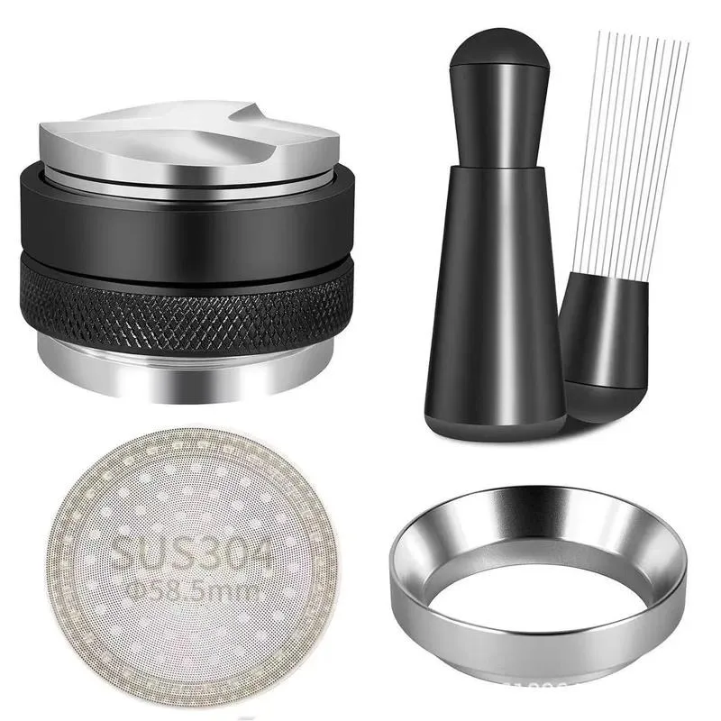 for Double Head Coffee Tamper and Distribution Tool Set with Powder Cloth Press Hammer Pad Ring Filter for Espresso Machine