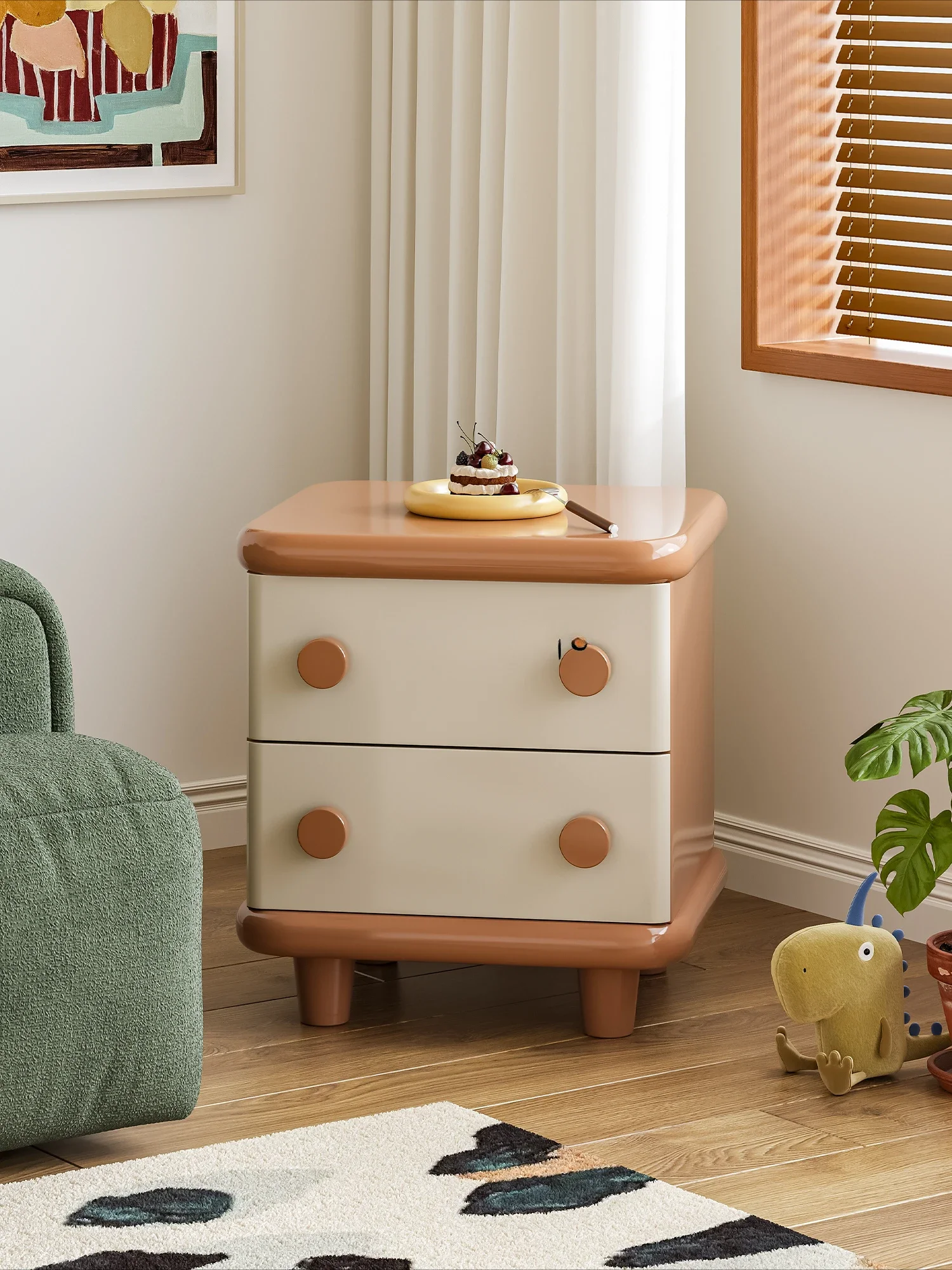 Sandwich Bedside Table Color Matching Simple Home White Drawer Locker