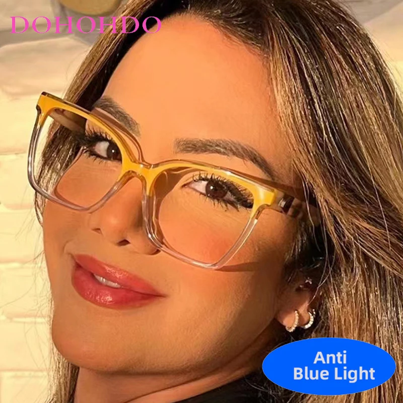 

Vintage Personality Square Frame Cat Eye Anti-Blue Light Unisex Glasses Luxury Brand Computer Reading Women Men Optical Eyewear