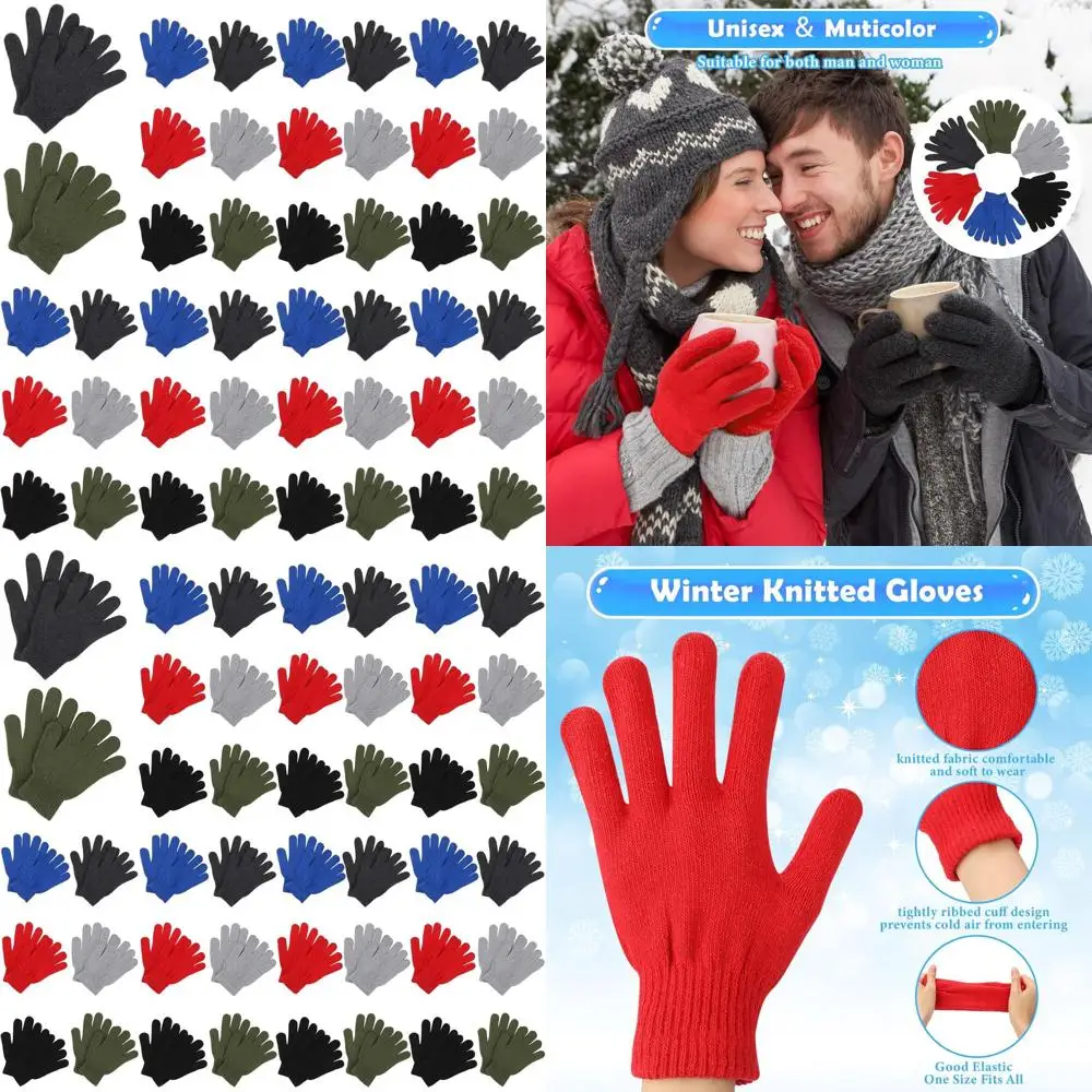 

100 Pairs Bulk Winter Warm Knitted Stretch Gloves for Men & Women - Ideal for Homeless & Charity