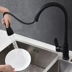 Kitchen Faucets Stainless Steel Pull Out Kitchen Sink Water Tap Deck Mounted Mixer Stream Sprayer Head Hot Cold Taps