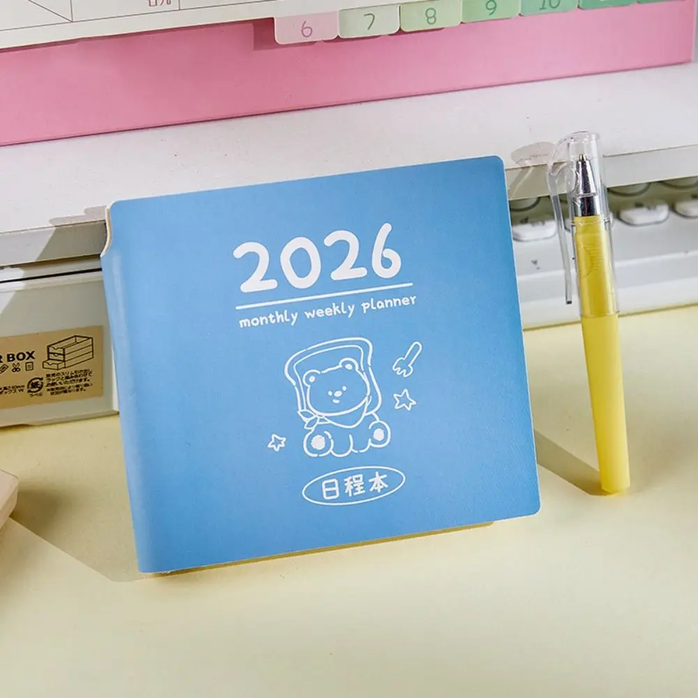 

Милый планировщик из искусственной кожи 2026, мини-книга «сделай сам», книга для встреч с героями мультфильмов, школьные принадлежности