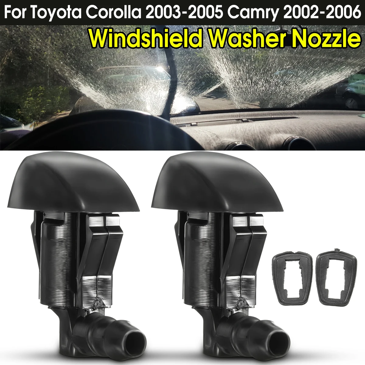 2Pcs Front Windshield Wiper Water Washer Jet Nozzle For Toyota Corolla 2002 2003 2004 2005 2006 For Camry 2003 2004 2005