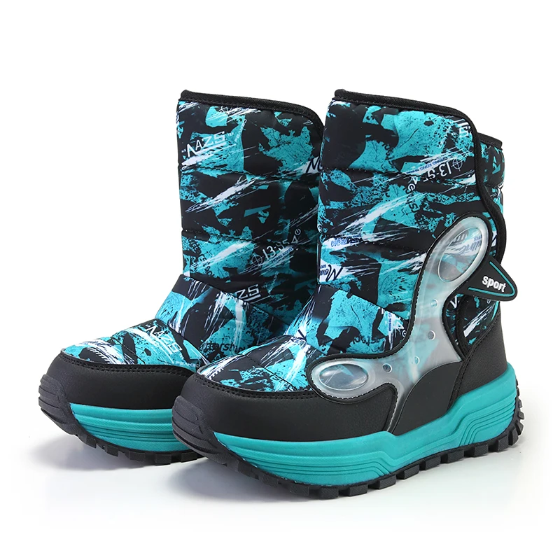 Winter Children Snow Warm Boots Fur Shoes Boys Sneaker Rubber Hiking Shoe Fashion Children Shoes Waterproof Leather Boots Kids