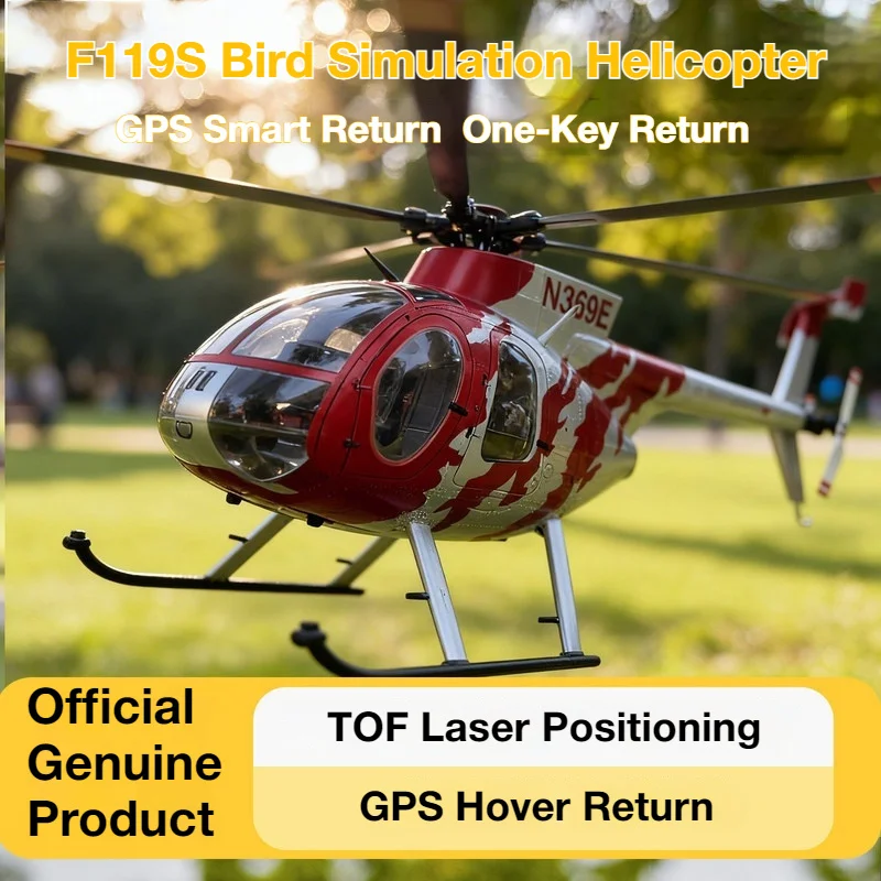 YUXIANG NEW F119S Little Bird 6CH Armed Helicopter MD-500 GPS Positioning Simulation Brushless RC Model Aircraft Helicopter