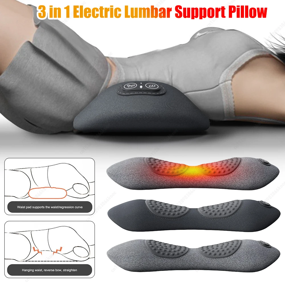 

Portable Waist Support Pillow 3-in-1 Back Massager Sleeping Shiatsu Back Pain Fatigue Relief Waist Massager Heat Vibratin Lumbar