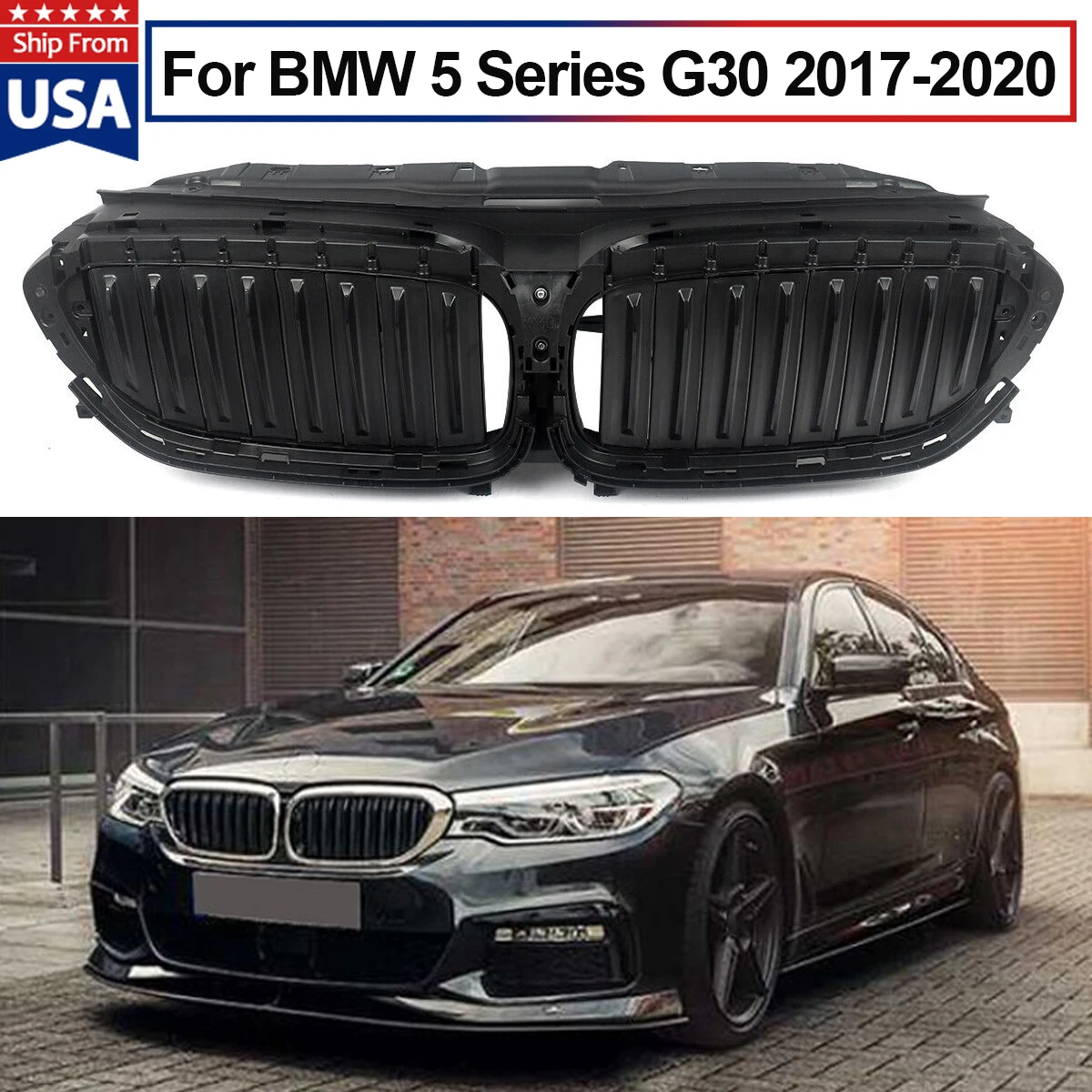 

Front Upper Radiator Grille Active Air Shutter 51747497279 For BMW 5 Series G30 G31 G38 2017-2020 Front Bumper Auto Decor Grill
