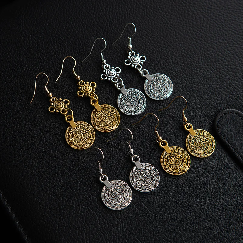 Meetvii Bohemian Coin Earrings for Women Vintage Ethnic Style Luxury Tassel Hook Boho Jewelry