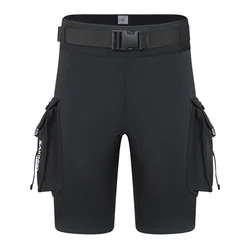3mm Neoprene Wetsuit Tech Shorts Keep Warm Unisex Wetsuit Cargo Shorts D-Ring Buckle Leak Hole for Diving Equipment Accessories