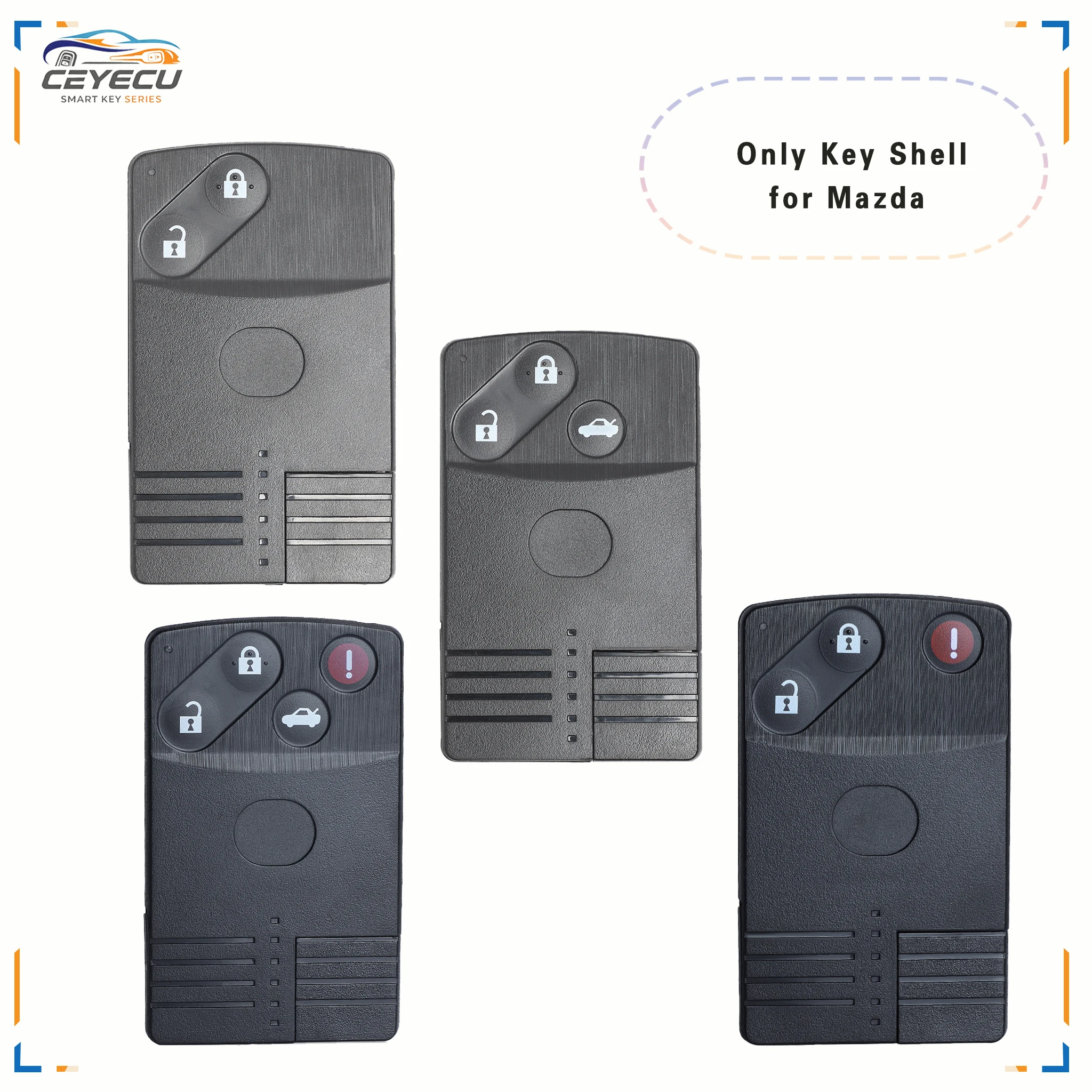 KEYECU for Mazda 5 6 CX7 CX9 RX8 MX5 CX-7 CX-9 RX-8 Miata MX-5 Smart Remote Car Key Card Shell 2 3 4 Button