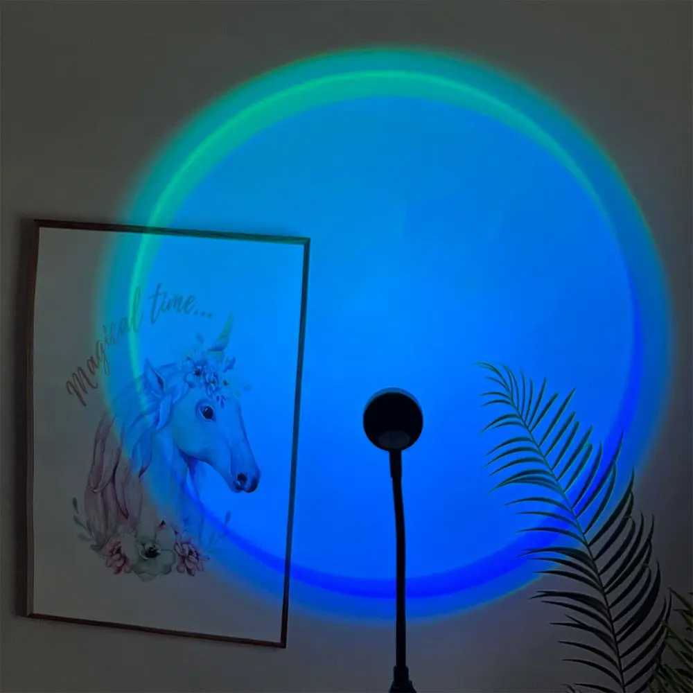 7 Colors Sunset Lamp USB Powered Rainbow Projector Lamp Bedroom Atmosphere Night Light 14 Modes Photography Background Lights