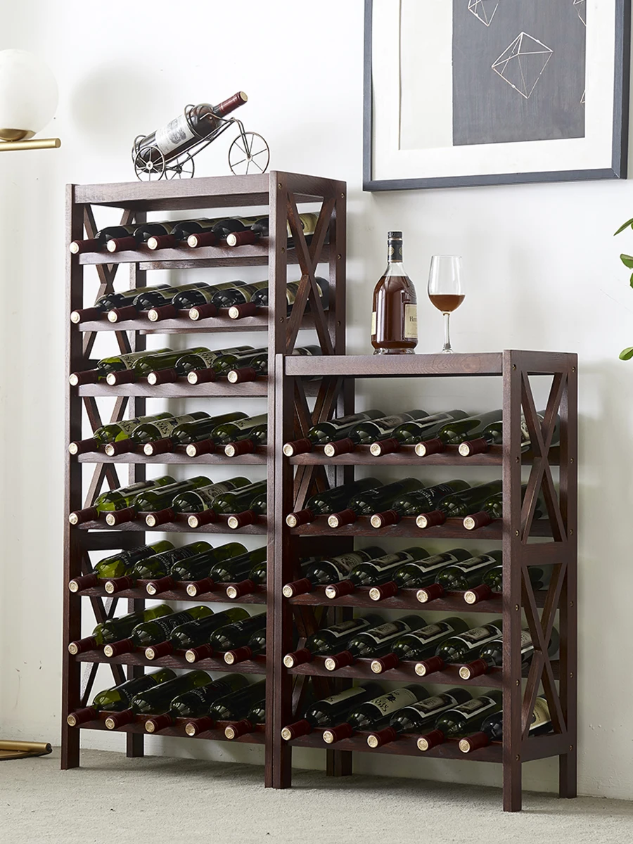 

Living Room Oak Grape Wine Rack Solid Wood Wine Showing Stand Floor Ornaments Shelf Wine Cabinet Wine Bottle Oblique