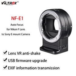 VILTROX NF-E1 Lens Adapter Ring Auto Focus Lens Adapter Aperture Control for Nikon F Lens to Sony E mount A7SI A7II A7II Camera