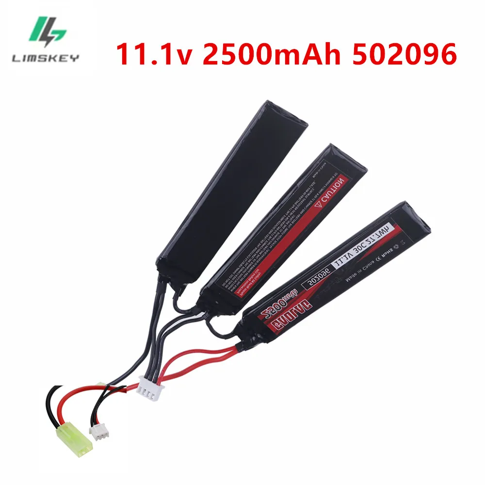 502096 Lithium Polymer Battery 11.1v 2500mAh for Mini Airsoft BB Air Pistol Electric Toys Guns Parts Upgrade 2200mah