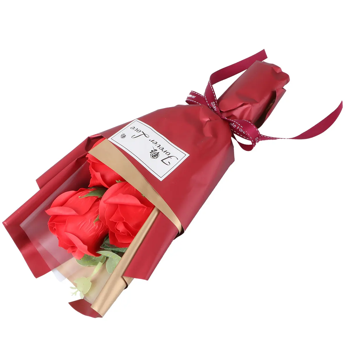 

1 set Artificial Soap Rose Bouquet Handmade Eternal Love Gift Box Realistic Fake Flowers Valentine Wreath
