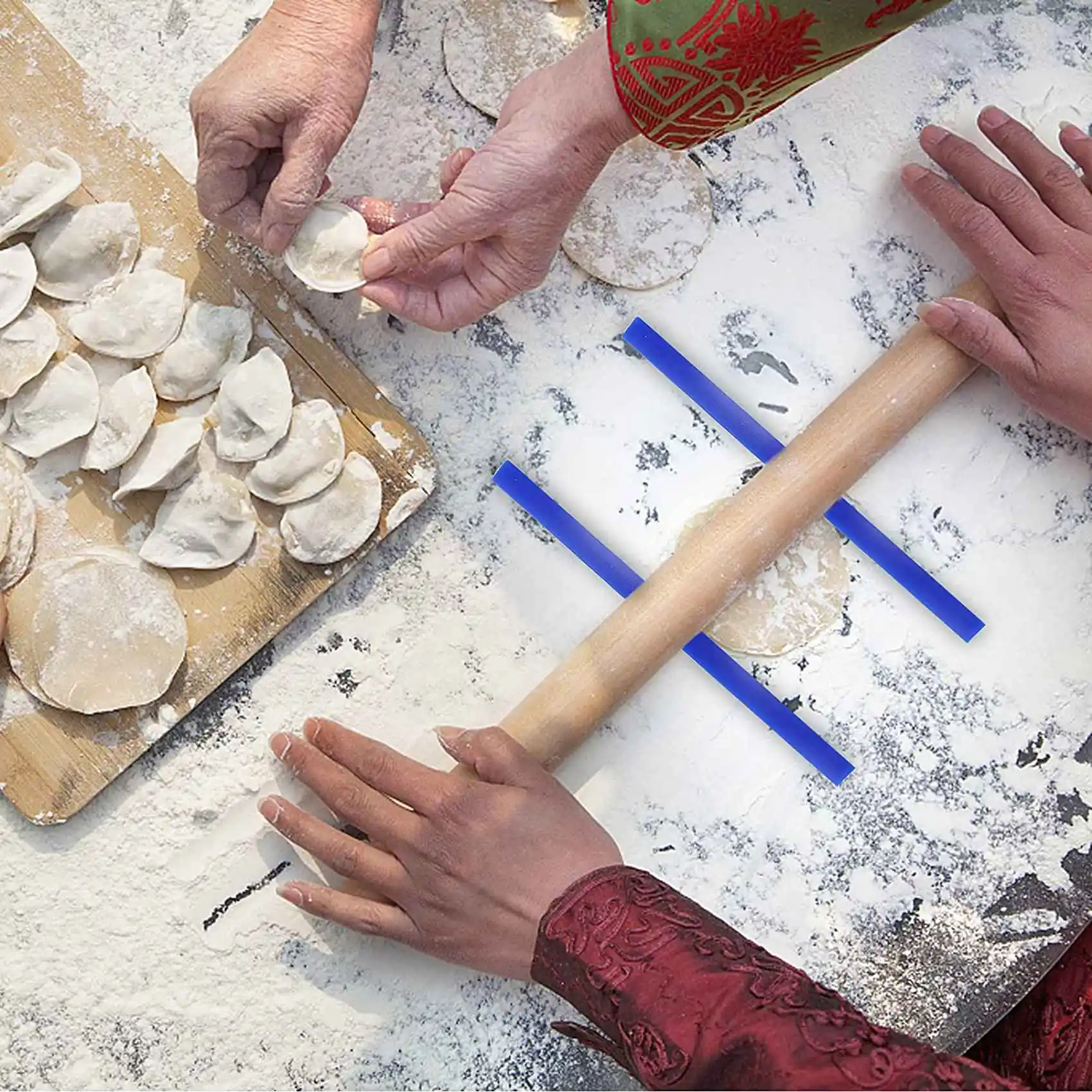 A88M شرائط قياس سمك العجين من السيليكون 18 بوصة، مجموعة أدلة دبوس المتداول، أعواد الفواصل للخبز والبيتزا والمعجنات، 3 مقاسات