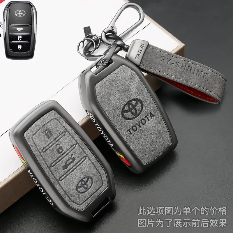 حافظة مفاتيح السيارة الجلدية على طراز السباق لسيارة Toyota C-HR Prius RAV 4 كامري كورولا لاند كروزر 200 برادو كراون TLK 200 يارس