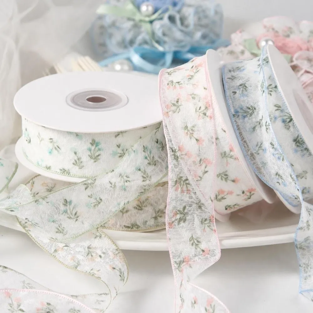 2.5cm/4cm Floral Fishnet Lace Trim 10 Yards Flowers Bouquet Packaging Floral Lace Ribbon Gift Wrapping Lace Ribbon Tape