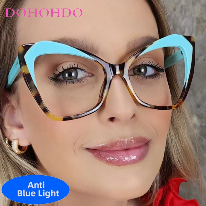 

Trendy Cat Eye Assorted Colors Eyeglasses Men Women Retro Brand TR90 Big Frame Optical Spectacle Anti-Blue Light Eyeglasses Очки