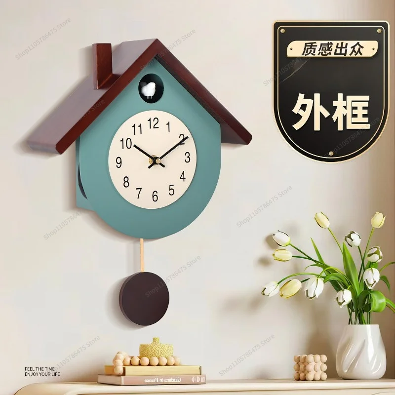 For Creative Solid Wood Cuckoo Wall Clock Living Room Clock Bedroom Sun Room Hanging Wall