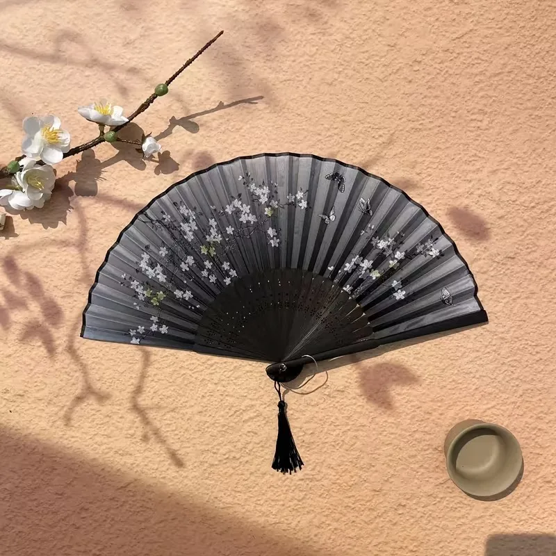 NEW Folding Cloth Fan | Asian Style Ancient Chinese Tassel Fan | Portable Dance Fan Wedding Fan | Hanfu Cheongsam | Home Decor