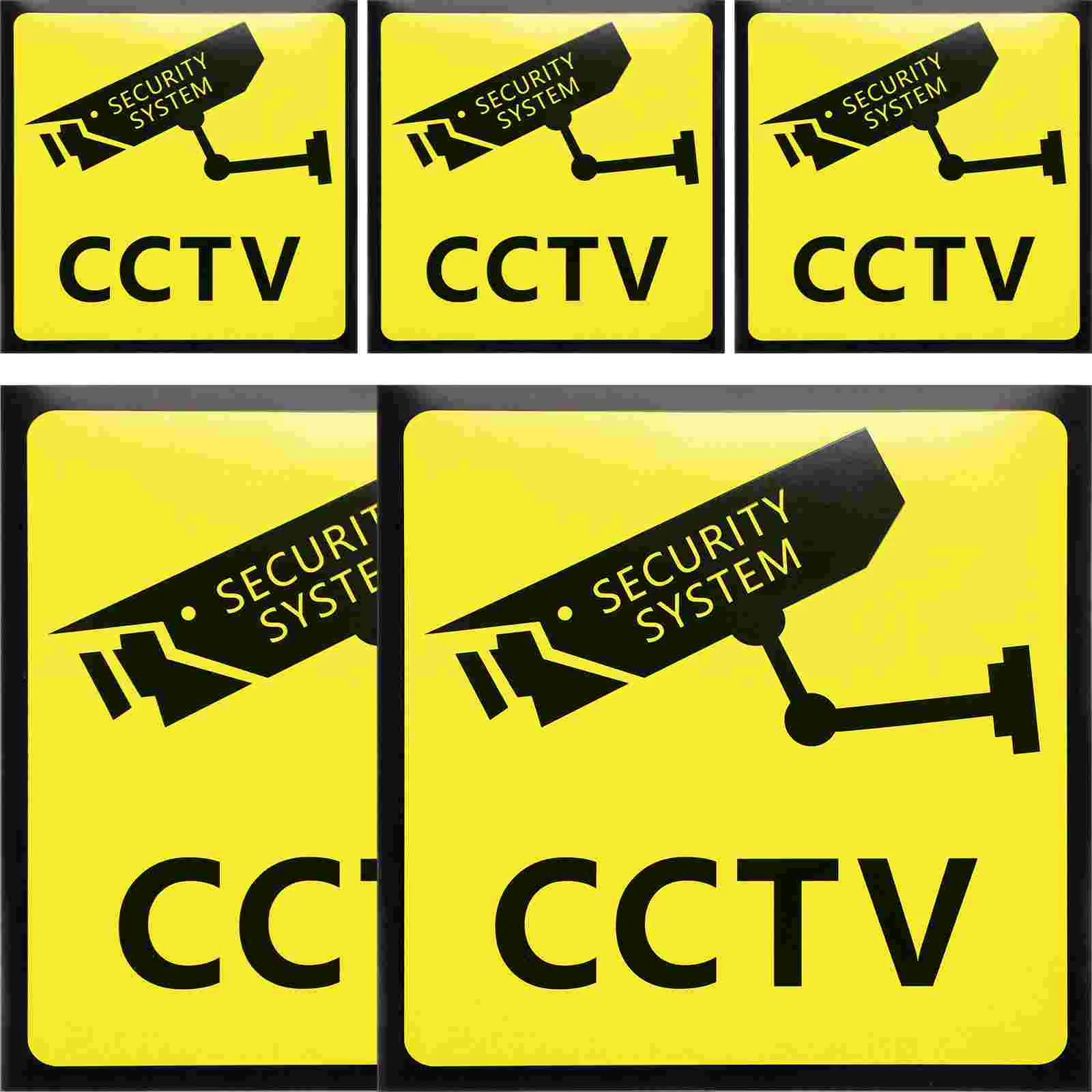 

5 Pcs Security Camera Signs No Trespassing Video Outdoor Warning for Property Yellow Bright Strong Adhesion CCTV