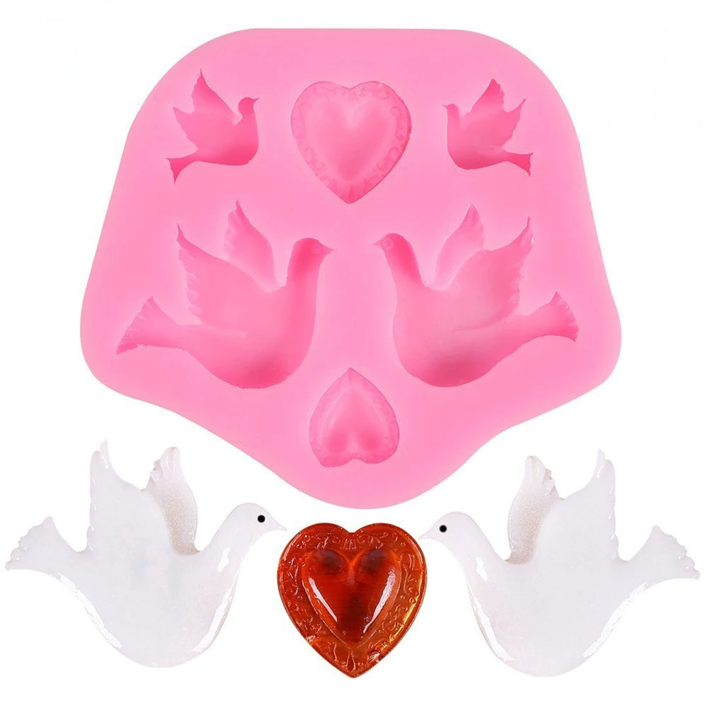 Diy Peace Dove Silicone Cake Mold Chocolate Mould Sugar Cake Decoration Plaster Crafts Bird Cupcake Fondant Kitchen Baking Tools