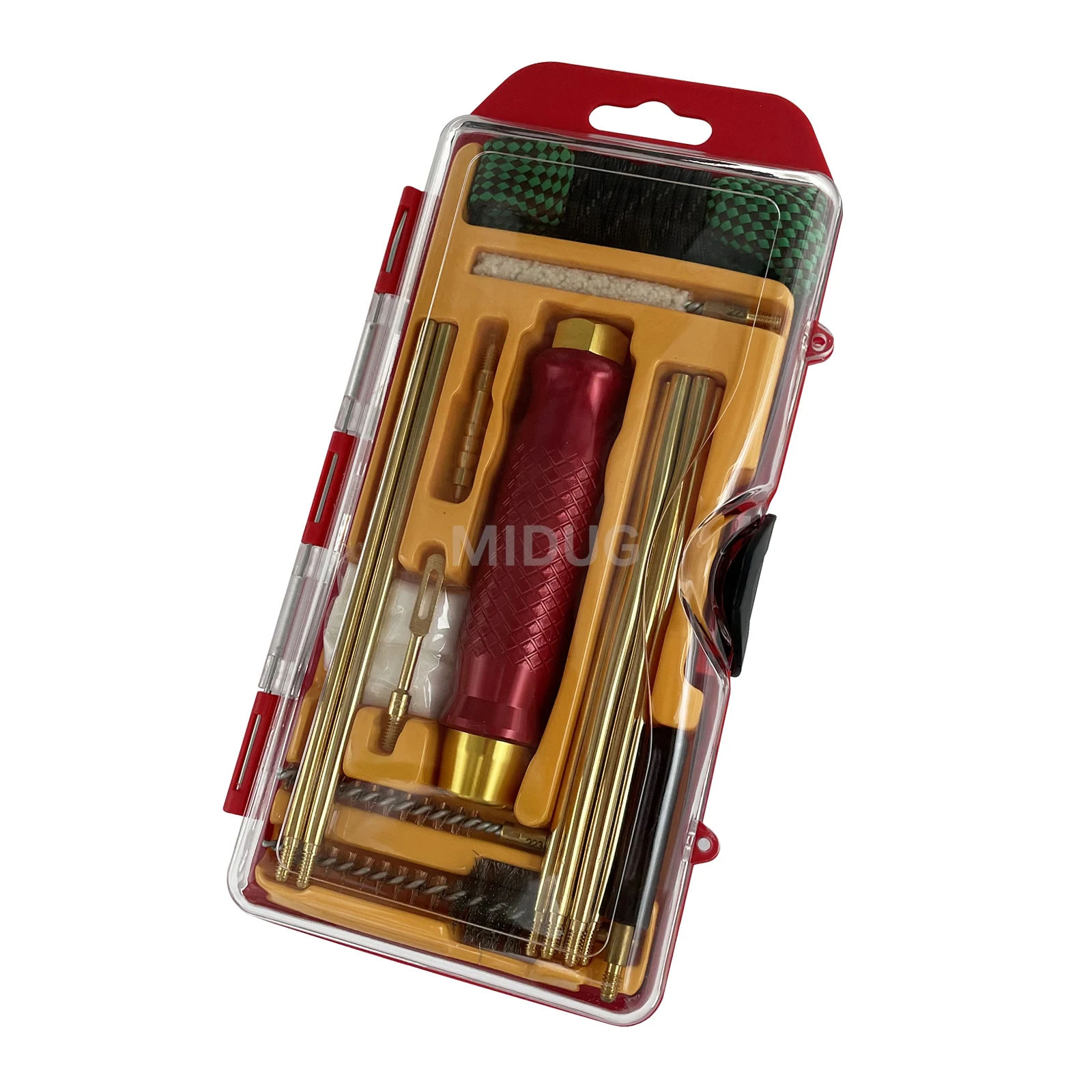 MIDUG .223 Rifle Gun Cleaning Kit with 5.56mm Gun Snake Clear Storage Case Rifle Clean Tool Box, include Brass Jag,Bronze Brush