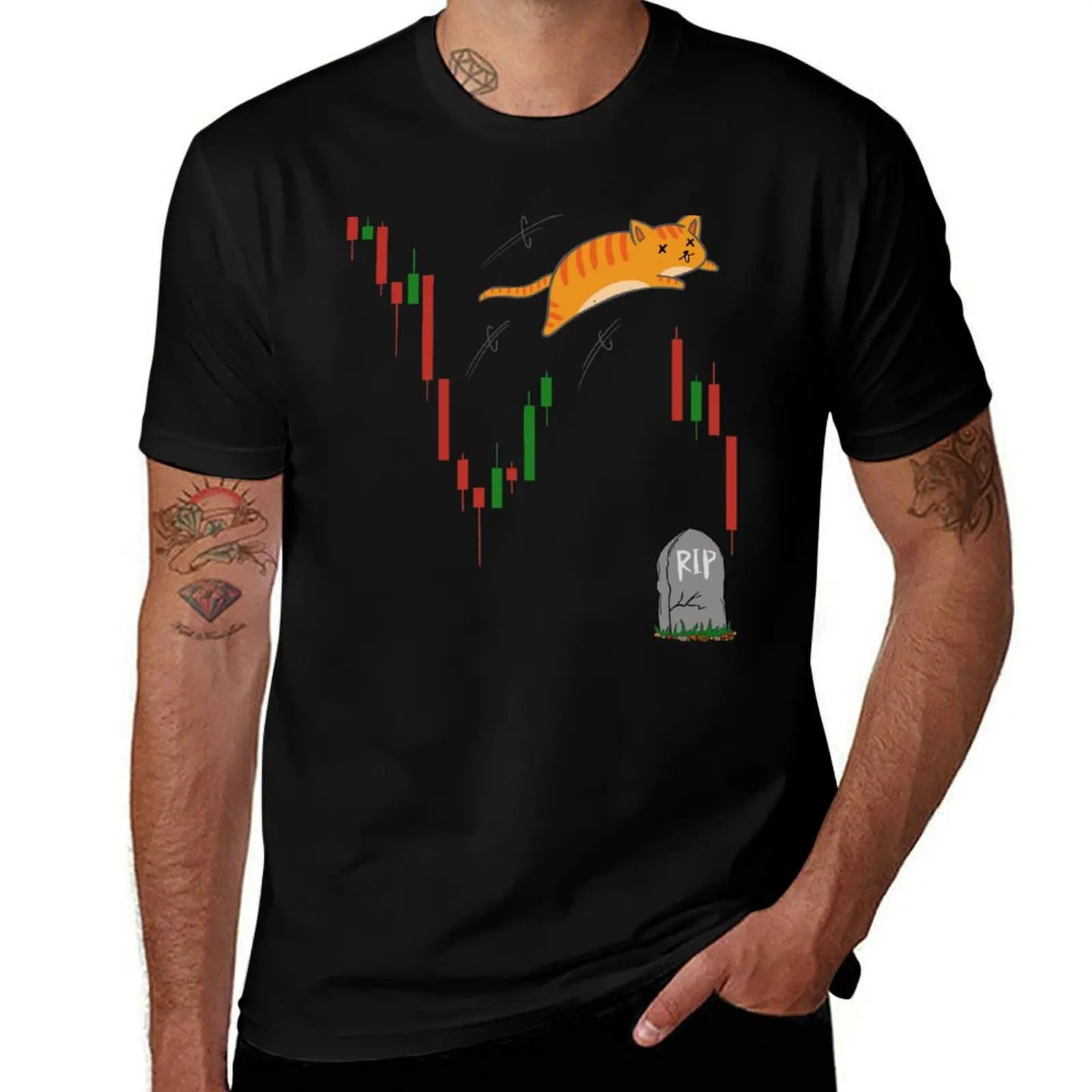 Dead Cat Bounce - Don’t get caught traders! T-Shirt Big and Tall Crew Neck Tee T-Shirt