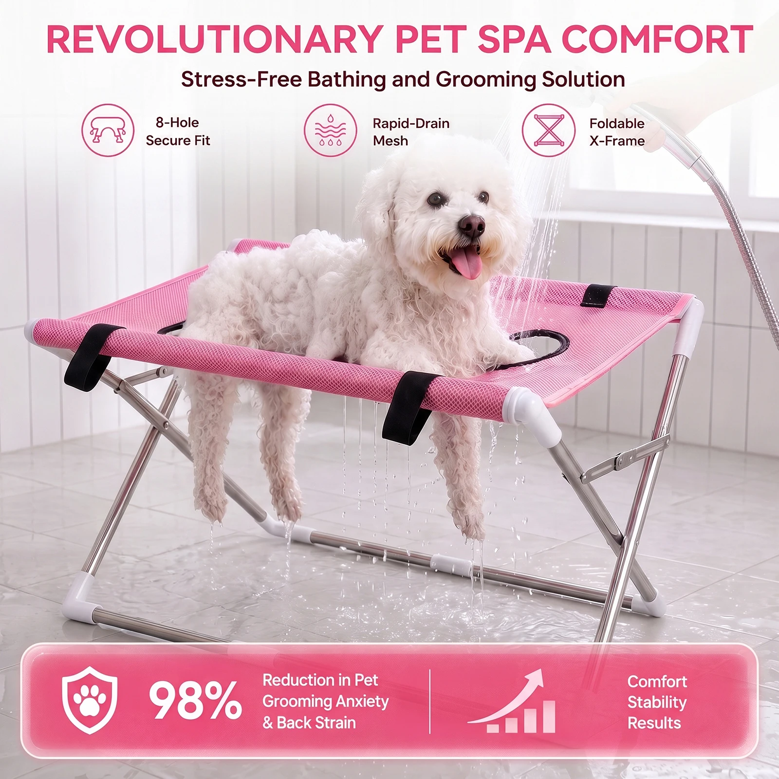 Dog Bathing Hammock Foldable Grooming Sling Rack for Small Cats Pets Nail Trim Washing Helper
