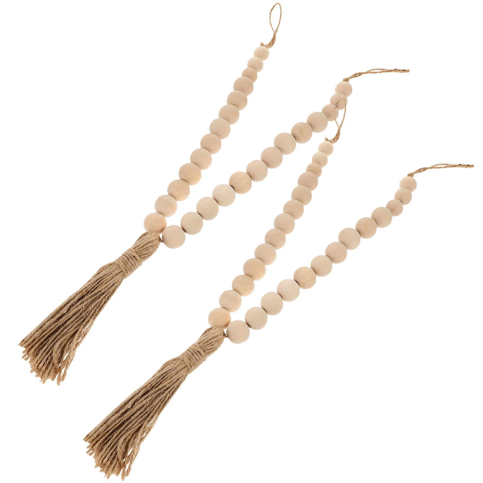 

2 pcs Wooden Bead Curtain Tiebacks Simple Drapery Holdback No Drill Needed For Living Room Bedroom Office Decorative Tassel Rope