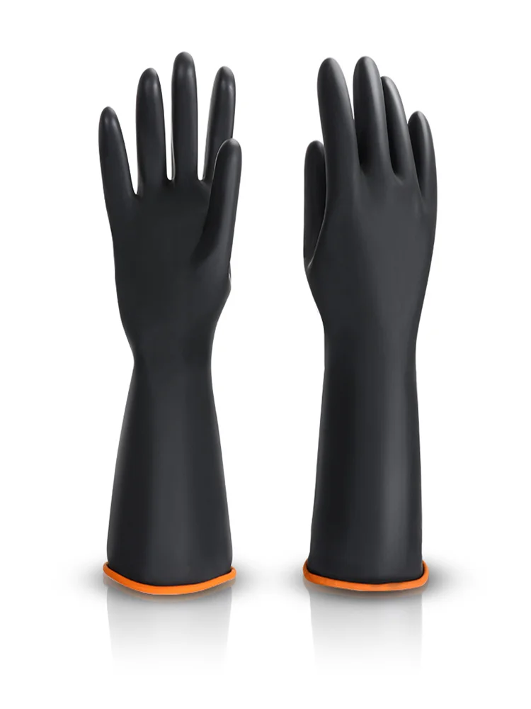 35cm Cleaning Gloves Latex Fingers Crubbing Rubber Kitchen Dishwashing Kitchen Tools Washing Scrub Silicone Gloves Black New