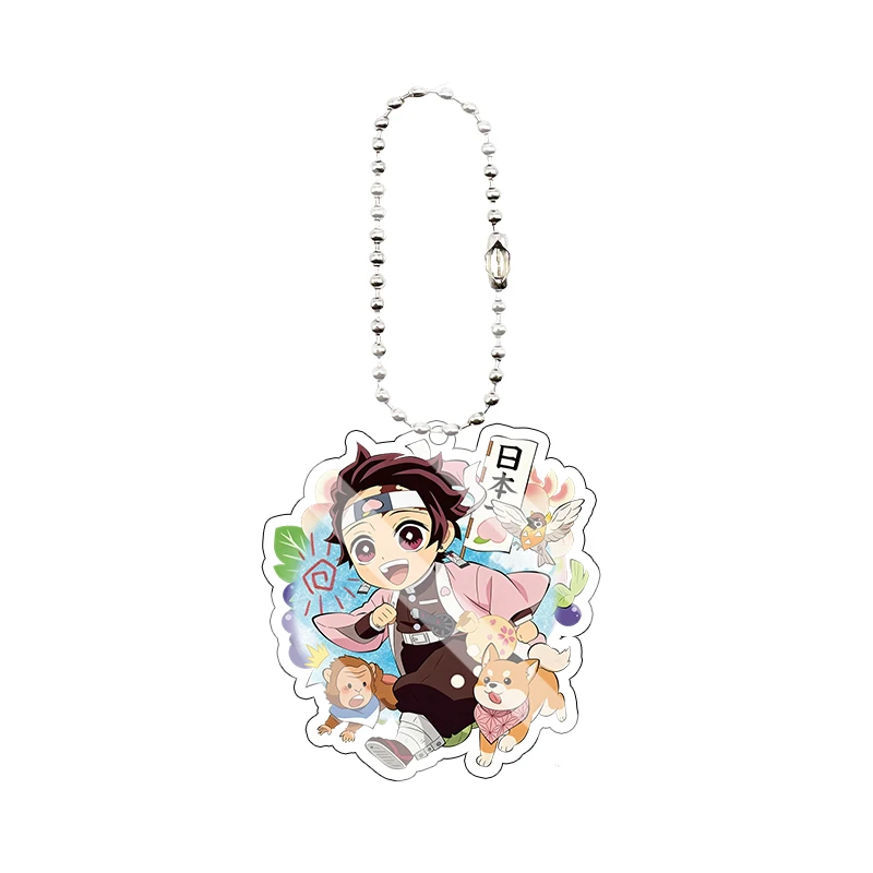 Anime Characters Demon Slayer Acrylic Keychain Bag Charm Cute Q Version Rengoku Tanjiro Giyuu Makomo Backpack Pendant Decor Gift view 4