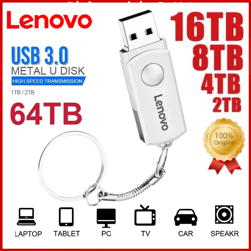 Lenovo 16TB USB 3.0 Flash Drive High Speed Transfer 8TB 4TB 2TB Metal Pendrive Flash Disk Pen Drive Memoria Stick For PC Laptop