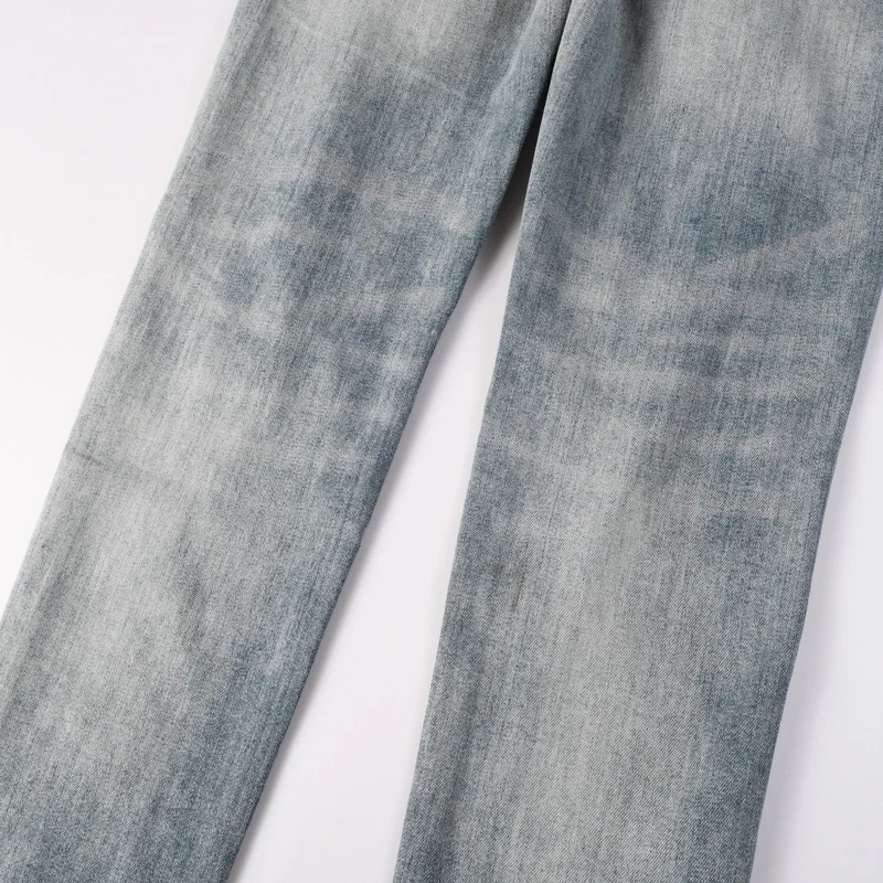 

Street fashion men's jeans retro light blue elastic slim fit washed nostalgic jeans men's designer hip-hop brand pants Hombre
