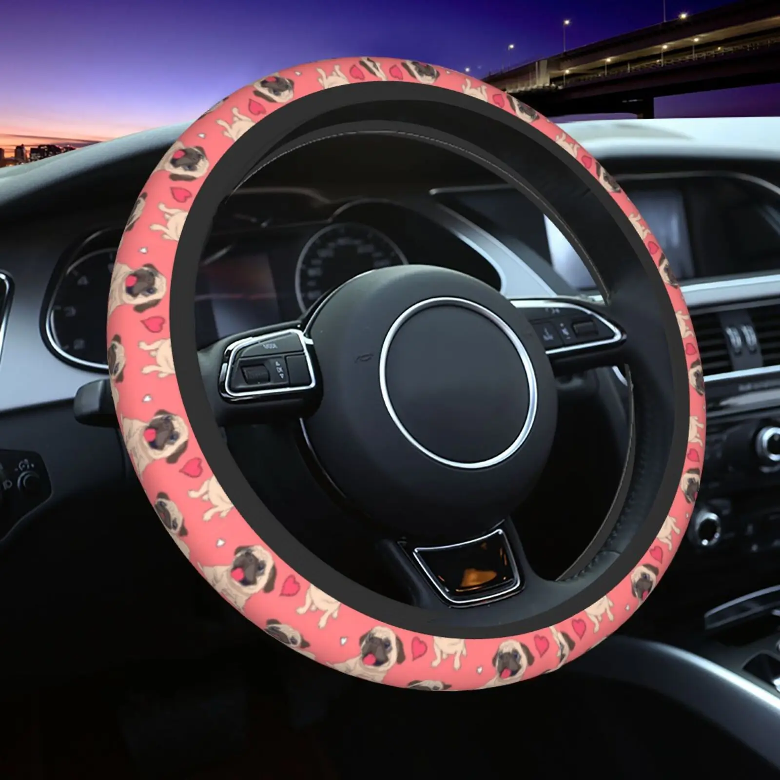 Animal Habadog Steering Wheel Cover Automotive Parts Universal 15 Inch Chloroprene Rubber Elastic Breathable Sweat Absorbing