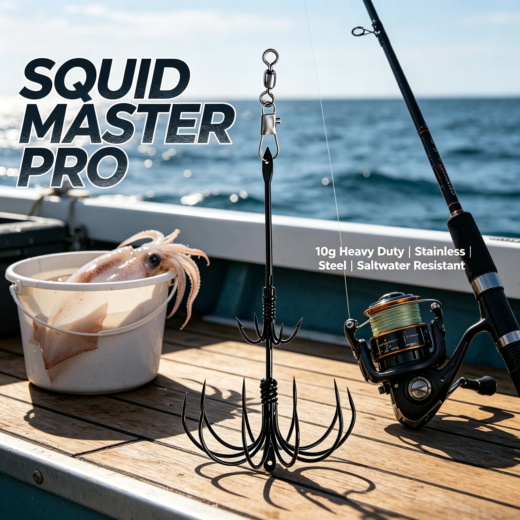 Angler Essential Sharp Squid Octopus Fishing Hooks Multi-Barbs Multi-Tine Squid Jig Tackle with Swivel Quick Snap Anti-Escape